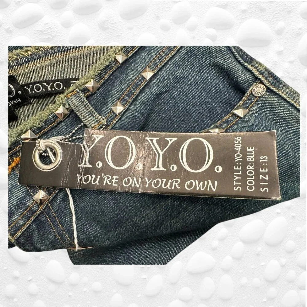 Vintage YOYO Low Waist Bootcut Studded Raw Waistband Jeans - Size 13 NWT - Picture 3 of 7